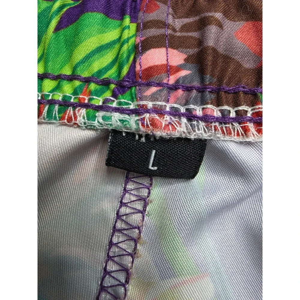 NCAA LSU Tigers Swim Trunks Mens Large Purple Floral Drawstring Swimwear Outdoor
